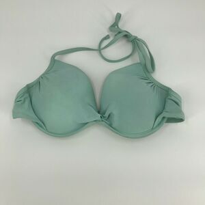 Xhilaration Womens Swimsuit Bikini Top Underwire Tie Neck Green Blue Sz XL